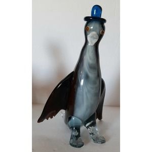 Art Glass Large Penguin With Top Hat